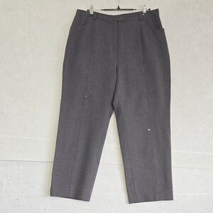 Clock Womens Charcoal Gray Studded Front Seam Dress Pants Size L Tapered Leg